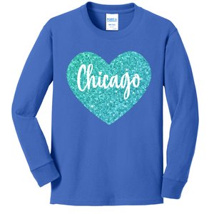 I Love Chicago Usa Heart Great Gift Kids Long Sleeve Shirt