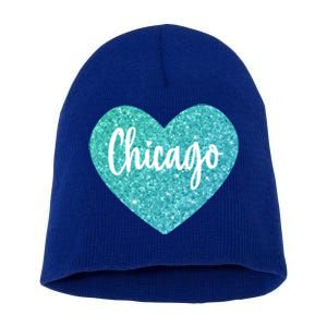 I Love Chicago Usa Heart Great Gift Short Acrylic Beanie