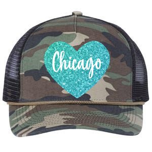 I Love Chicago Usa Heart Great Gift Retro Rope Trucker Hat Cap