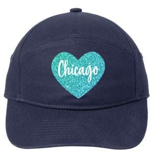 I Love Chicago Usa Heart Great Gift 7-Panel Snapback Hat