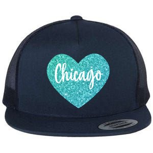 I Love Chicago Usa Heart Great Gift Flat Bill Trucker Hat