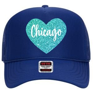 I Love Chicago Usa Heart Great Gift High Crown Mesh Back Trucker Hat