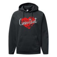 I Love Connecticut Cool Connecticut Performance Fleece Hoodie