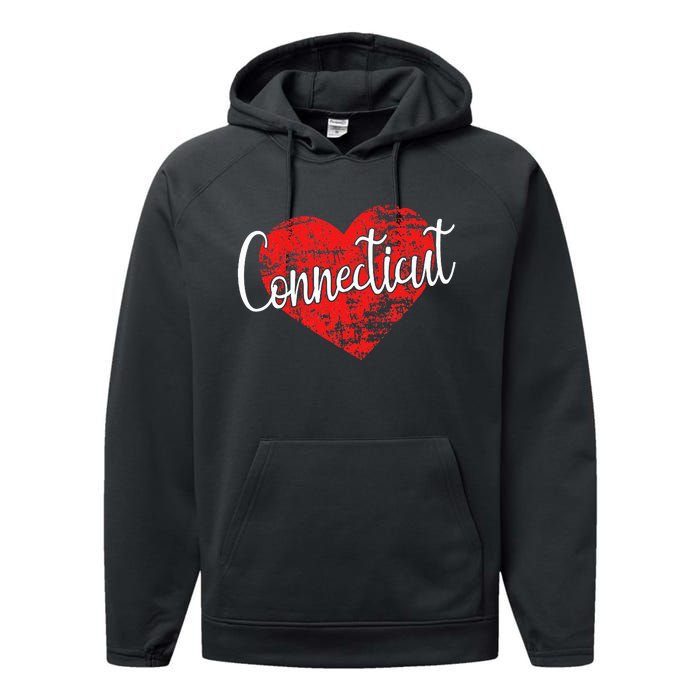 I Love Connecticut Cool Connecticut Performance Fleece Hoodie