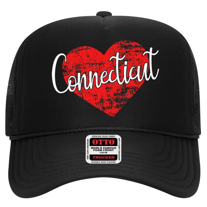 I Love Connecticut Cool Connecticut High Crown Mesh Back Trucker Hat