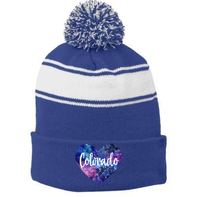 I Love Colorado Usa Gift Stripe Pom Pom Beanie