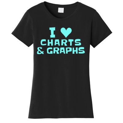 I Love Charts and Graphs Funny Math Teacher Gift Women's T-Shirt