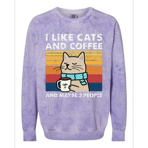 I Like Cats And Coffee And Maybe 3 People Funny Love Cats Colorblast Crewneck Sweatshirt