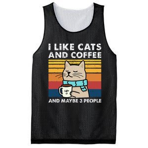 I Like Cats And Coffee And Maybe 3 People Funny Love Cats Mesh Reversible Basketball Jersey Tank