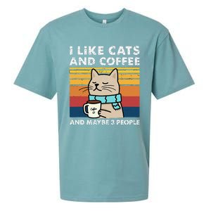 I Like Cats And Coffee And Maybe 3 People Funny Love Cats Sueded Cloud Jersey T-Shirt