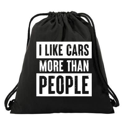 I Like Cars More Than People Funny Car Mechanic Dad Husband Drawstring Bag