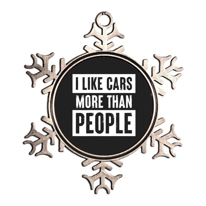 I Like Cars More Than People Funny Car Mechanic Dad Husband Metallic Star Ornament