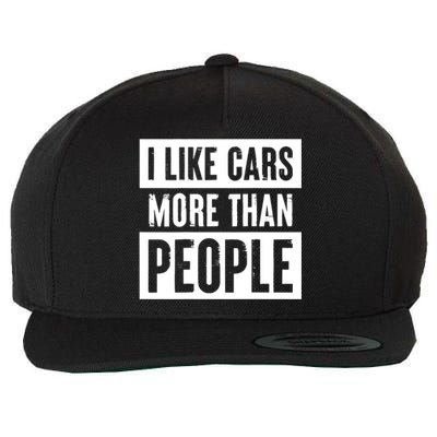 I Like Cars More Than People Funny Car Mechanic Dad Husband Wool Snapback Cap