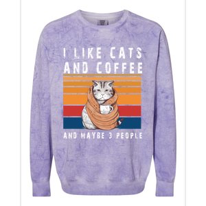 I Like Cats And Coffee And Maybe 3 People Funny Love Cats Cute Gift Colorblast Crewneck Sweatshirt