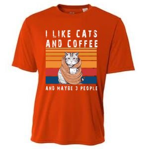 I Like Cats And Coffee And Maybe 3 People Funny Love Cats Cute Gift Cooling Performance Crew T-Shirt