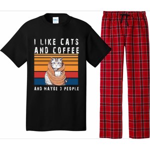 I Like Cats And Coffee And Maybe 3 People Funny Love Cats Cute Gift Pajama Set