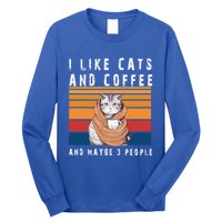 I Like Cats And Coffee And Maybe 3 People Funny Love Cats Cute Gift Long Sleeve Shirt