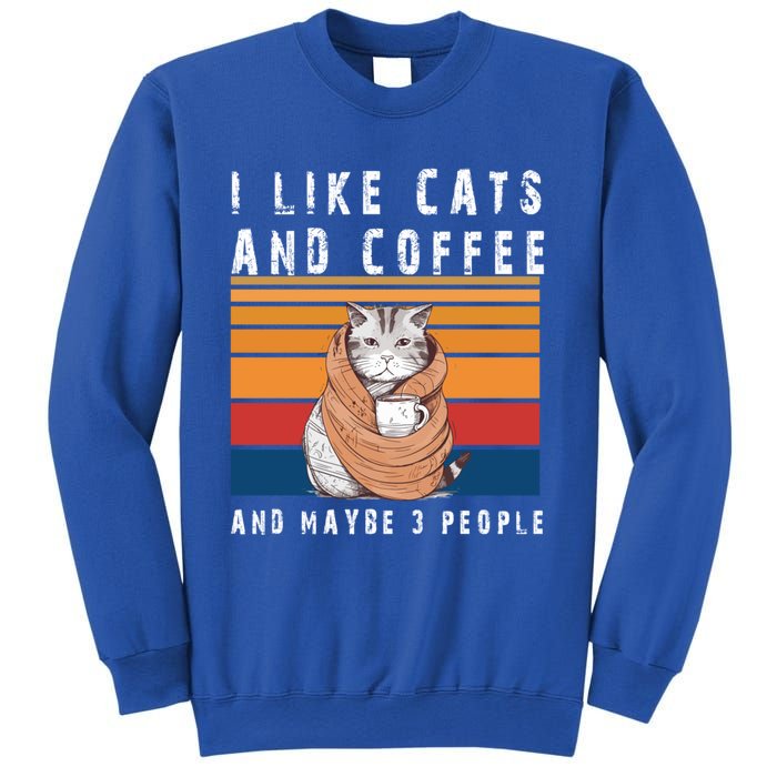 I Like Cats And Coffee And Maybe 3 People Funny Love Cats Cute Gift Sweatshirt