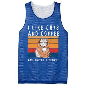 I Like Cats And Coffee And Maybe 3 People Funny Love Cats Cute Gift Mesh Reversible Basketball Jersey Tank