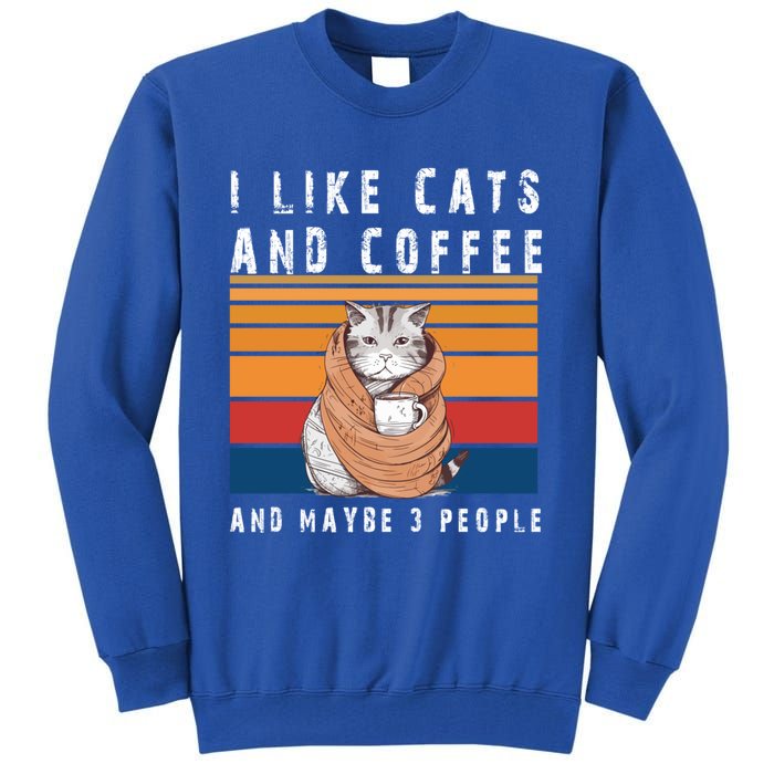 I Like Cats And Coffee And Maybe 3 People Funny Love Cats Cute Gift Tall Sweatshirt