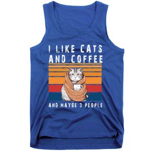 I Like Cats And Coffee And Maybe 3 People Funny Love Cats Cute Gift Tank Top