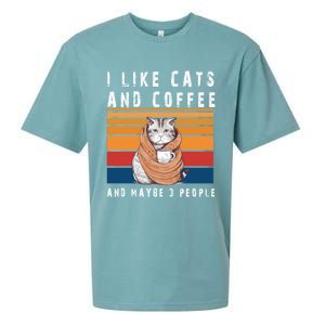 I Like Cats And Coffee And Maybe 3 People Funny Love Cats Cute Gift Sueded Cloud Jersey T-Shirt