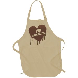 I Love Chocolate Candy Heart Lover Full-Length Apron With Pockets