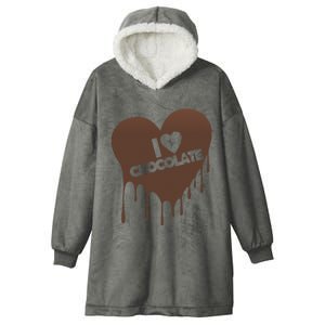 I Love Chocolate Candy Heart Lover Hooded Wearable Blanket