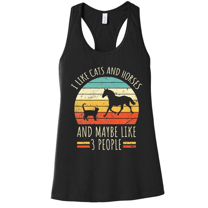 I Like Cats And Horses And Maybe Like 3 People Retro Funny Women's Racerback Tank