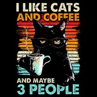 I Like Cats And Coffee And Maybe 3 People Funny Love Cat Drawstring Bag