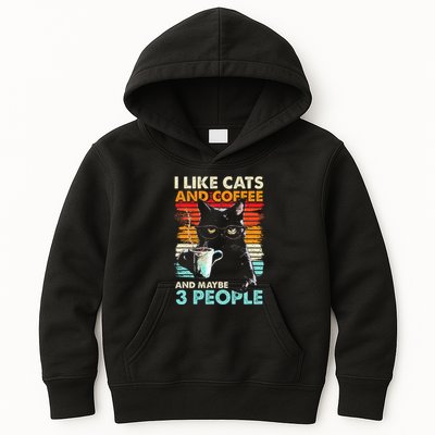 I Like Cats And Coffee And Maybe 3 People Funny Love Cat Kids Hoodie