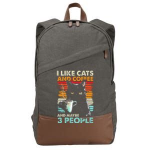 I Like Cats And Coffee And Maybe 3 People Funny Love Cat Cotton Canvas Backpack