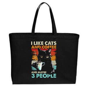 I Like Cats And Coffee And Maybe 3 People Funny Love Cat Cotton Canvas Jumbo Tote