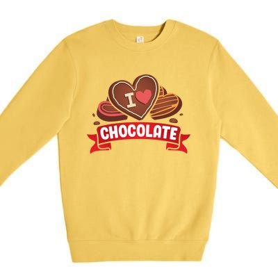 I Love Chocolate Sweets Candy Chocolate Bar Gift Premium Crewneck Sweatshirt