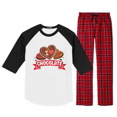 I Love Chocolate Sweets Candy Chocolate Bar Gift Raglan Sleeve Pajama Set