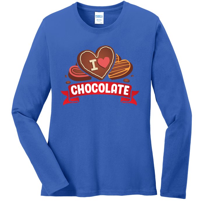 I Love Chocolate Sweets Candy Chocolate Bar Gift Ladies Long Sleeve Shirt