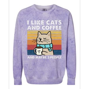 I Like Cats And Coffee And Maybe 3 People Colorblast Crewneck Sweatshirt