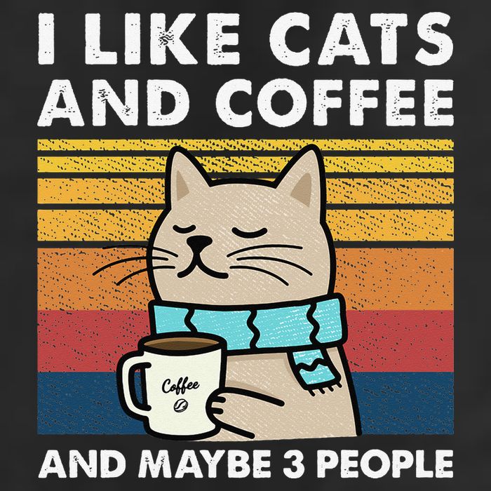 I Like Cats And Coffee And Maybe 3 People 7 Panel Mesh Trucker Snapback Hat
