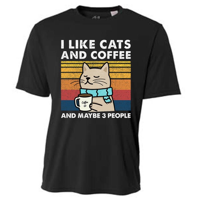 I Like Cats And Coffee And Maybe 3 People Cooling Performance Crew T-Shirt