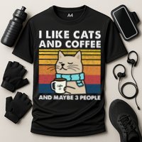 I Like Cats And Coffee And Maybe 3 People Cooling Performance Crew T-Shirt
