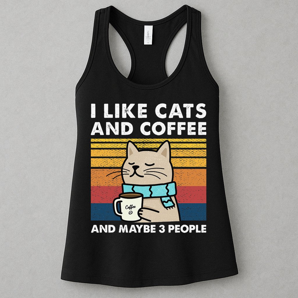 I Like Cats And Coffee And Maybe 3 People Womens Tank Top