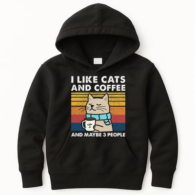 I Like Cats And Coffee And Maybe 3 People Kids Hoodie