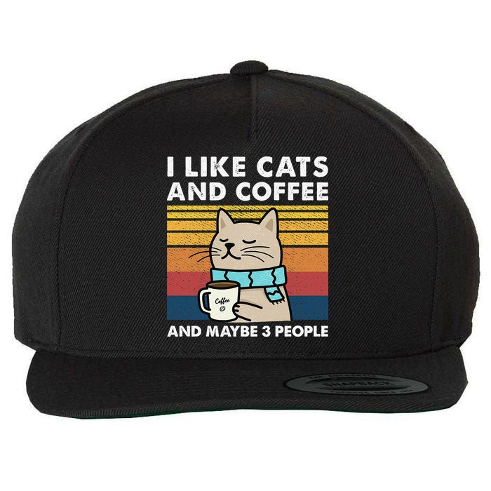 I Like Cats And Coffee And Maybe 3 People Wool Snapback Cap