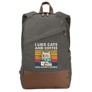 I Like Cats And Coffee And Maybe 3 People Cotton Canvas Backpack