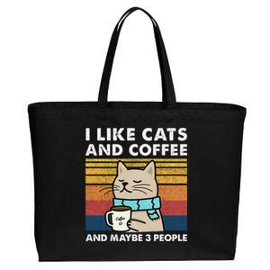 I Like Cats And Coffee And Maybe 3 People Cotton Canvas Jumbo Tote