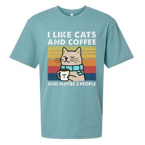 I Like Cats And Coffee And Maybe 3 People Sueded Cloud Jersey T-Shirt