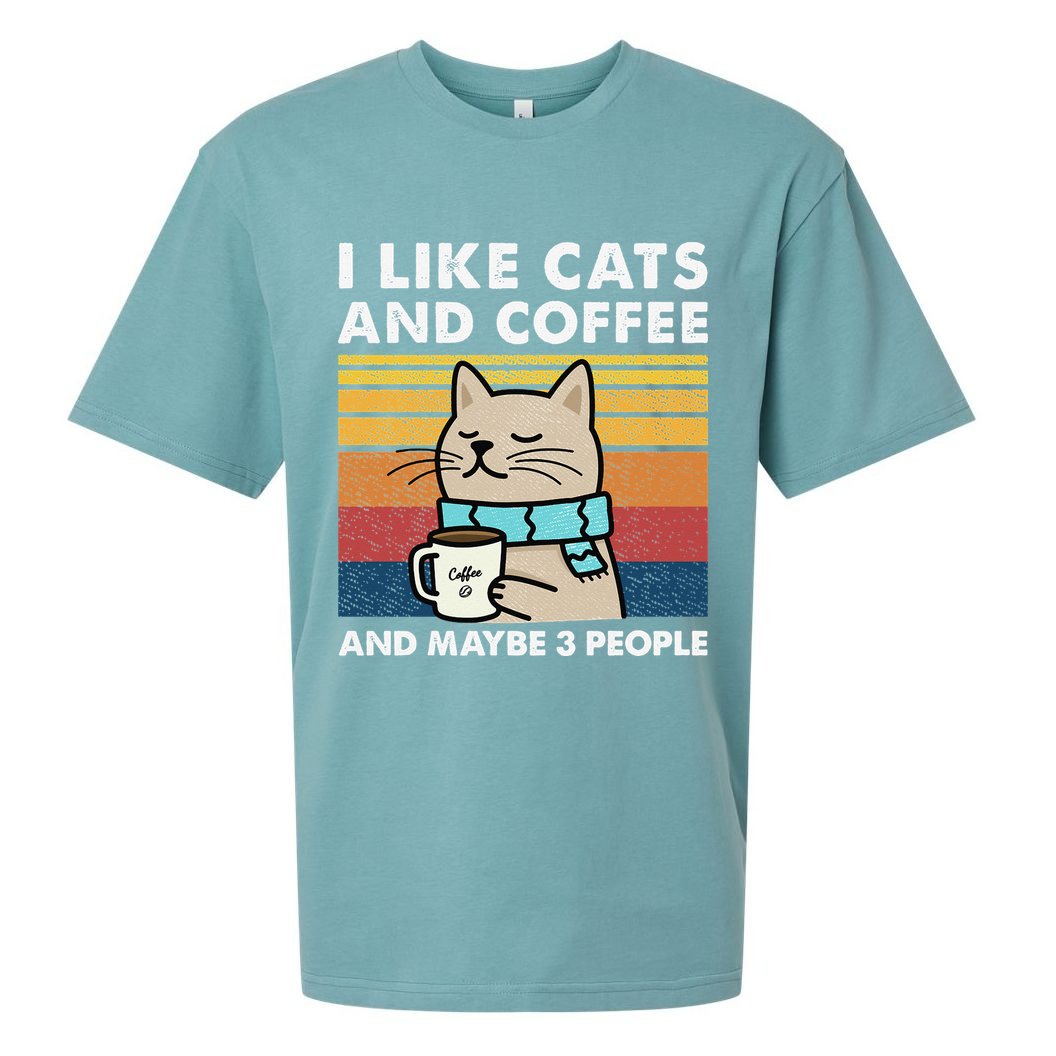 I Like Cats And Coffee And Maybe 3 People Sueded Cloud Jersey T-Shirt
