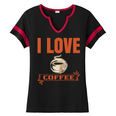 I Love Coffee Ladies Halftime Notch Neck Tee