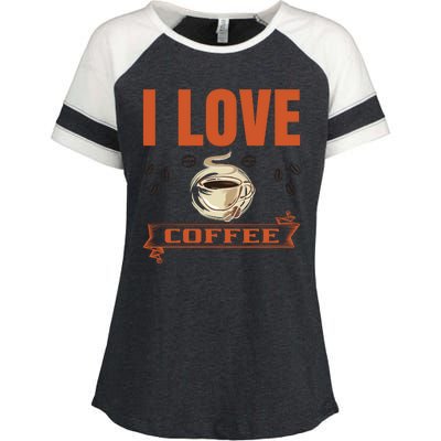 I Love Coffee Enza Ladies Jersey Colorblock Tee