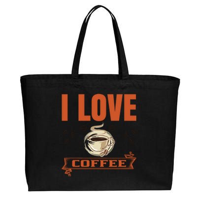 I Love Coffee Cotton Canvas Jumbo Tote